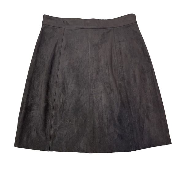 Aritzia Wilfred Free Vegan Faux Suede Mini Skirt Snap Button Front Black Size 2 - Picture 3 of 7